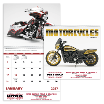 Motorcycles Appointment Wall Calendar - Spiral